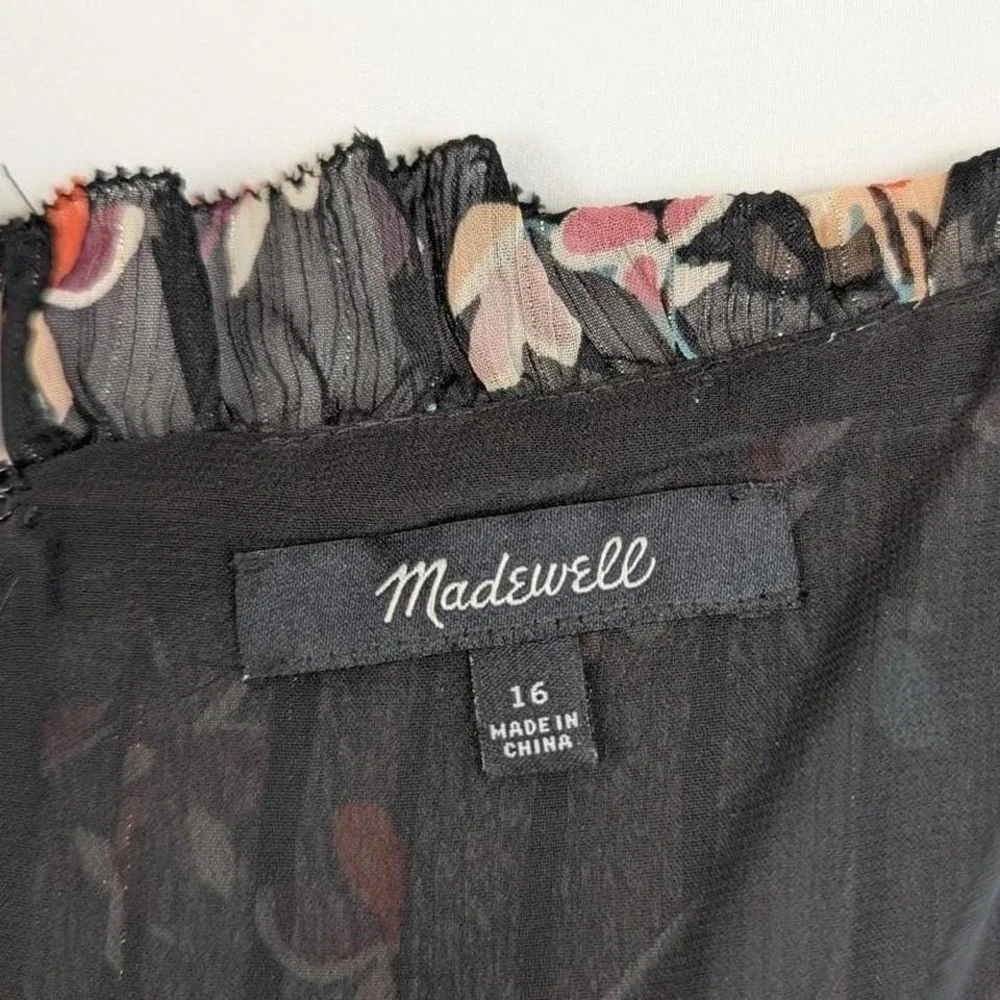 Madewell Black Floral Ruffle-Hem Midi Dress - Picture 8 of 9